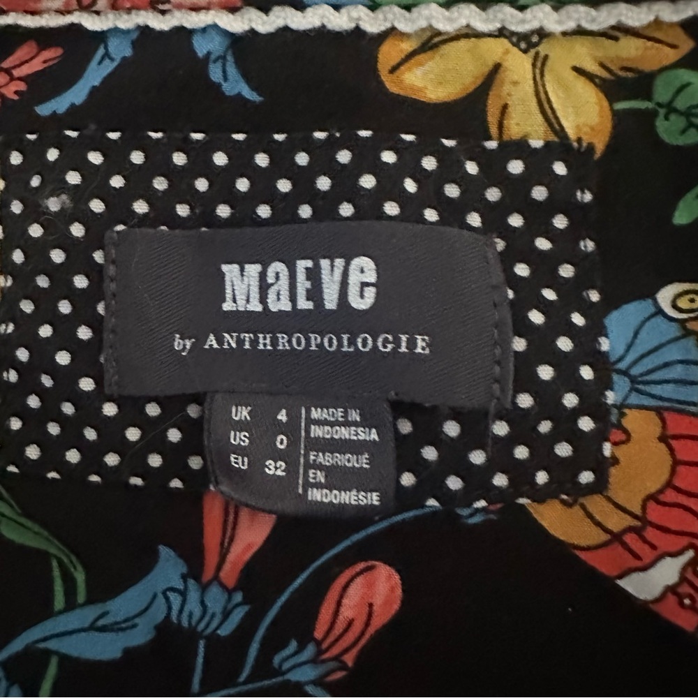Anthropologie Maeve Whimsical Romantic Feminine Floral Midi Dress Size 0 - Picture 7 of 8